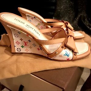 Louis Vuitton multicolor wedge bow 38cm / 7.5-8 US